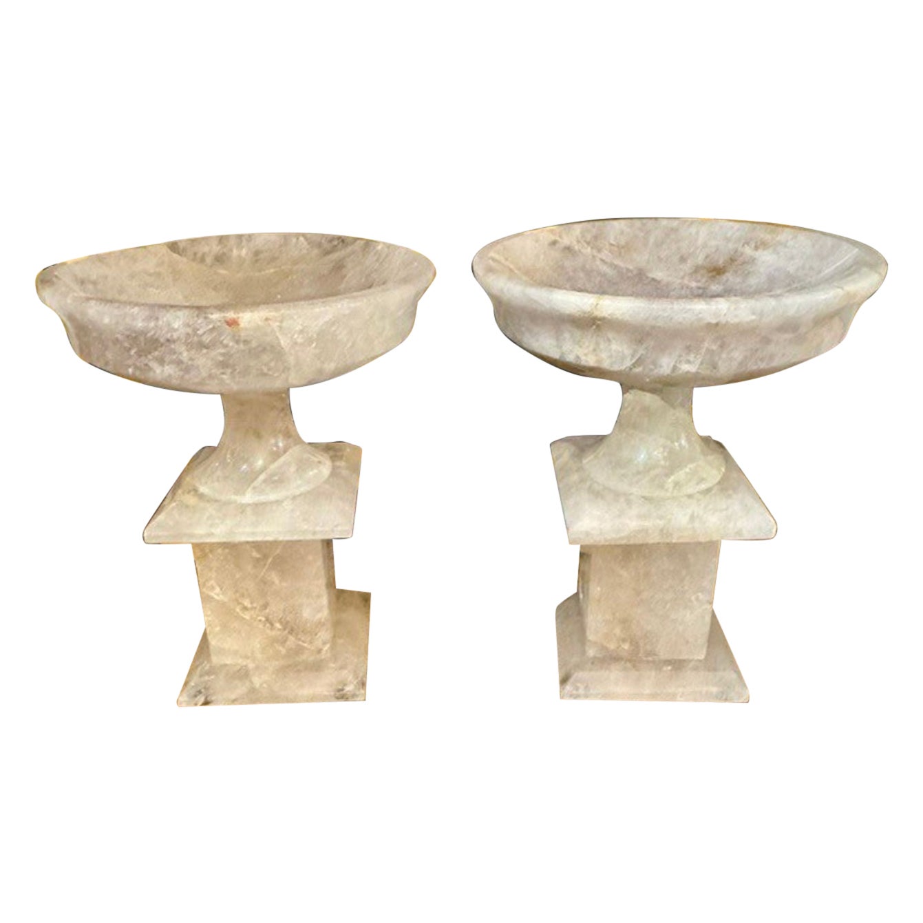Pair of Large Scale Rock Crystal Tazzas For Sale