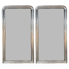 Paire de grands miroirs Louis Philippe argentés