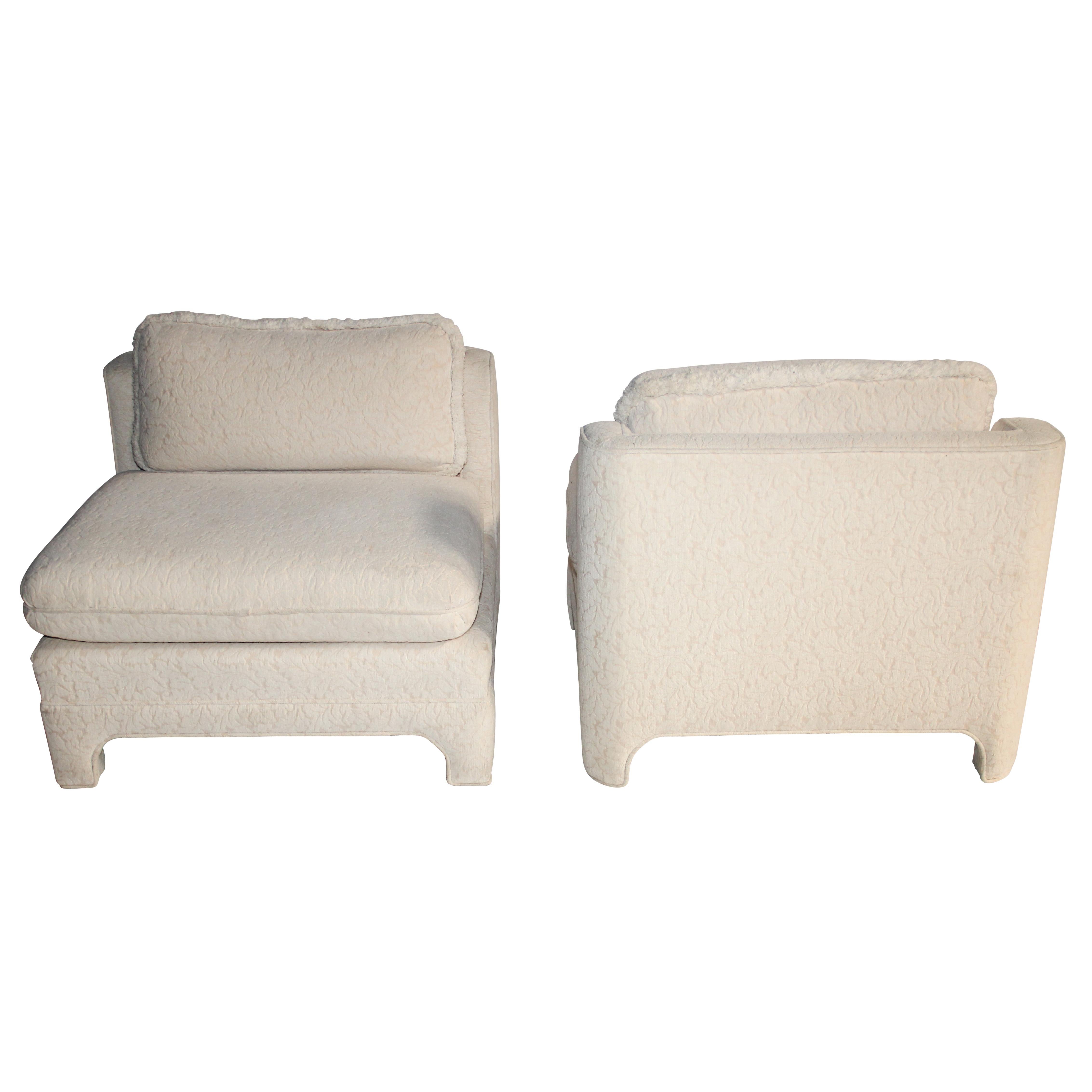 American Pair of Large Scale Slipper Chairs by Interior Crafts, circa 1980s