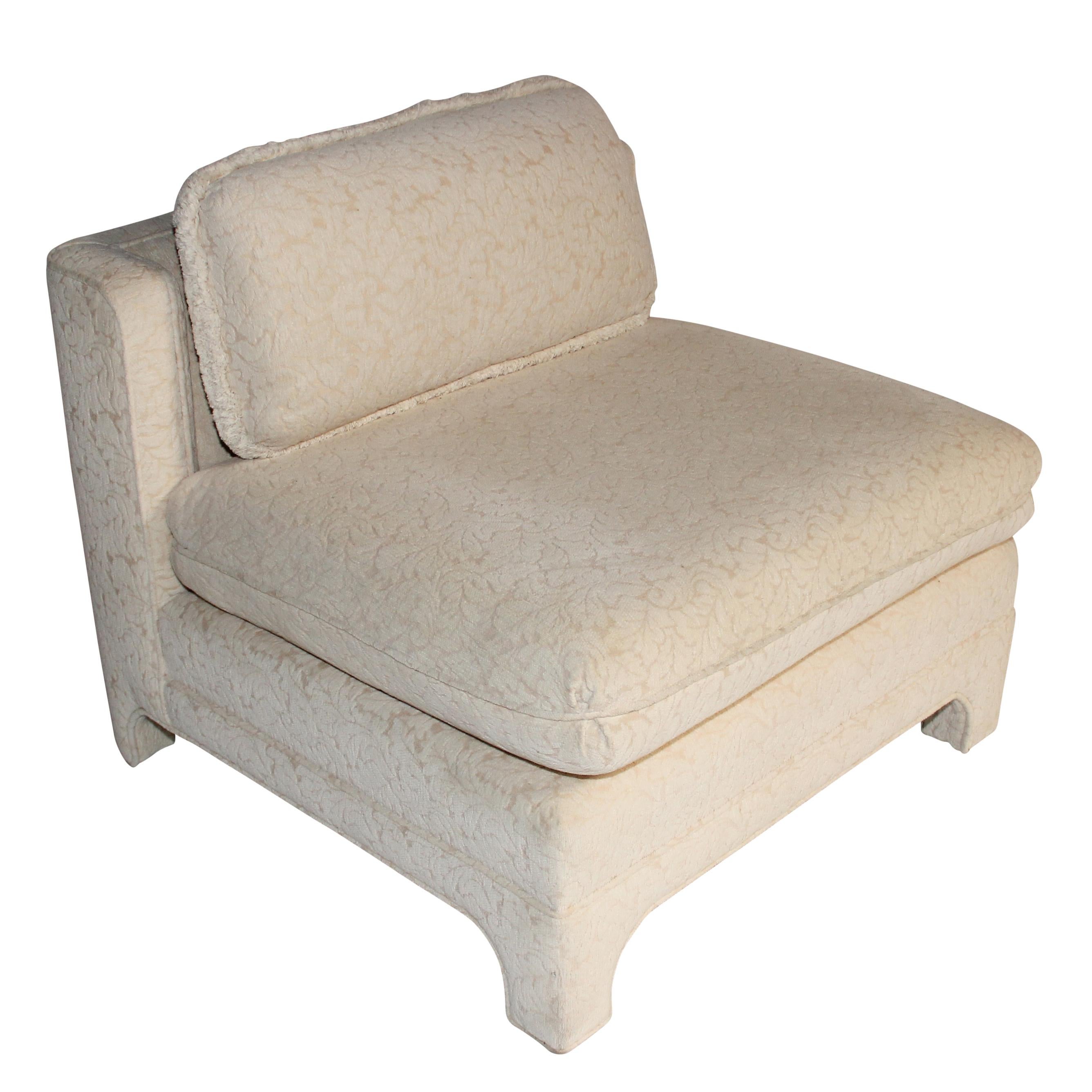 Fabric Pair of Large Scale Slipper Chairs by Interior Crafts, circa 1980s