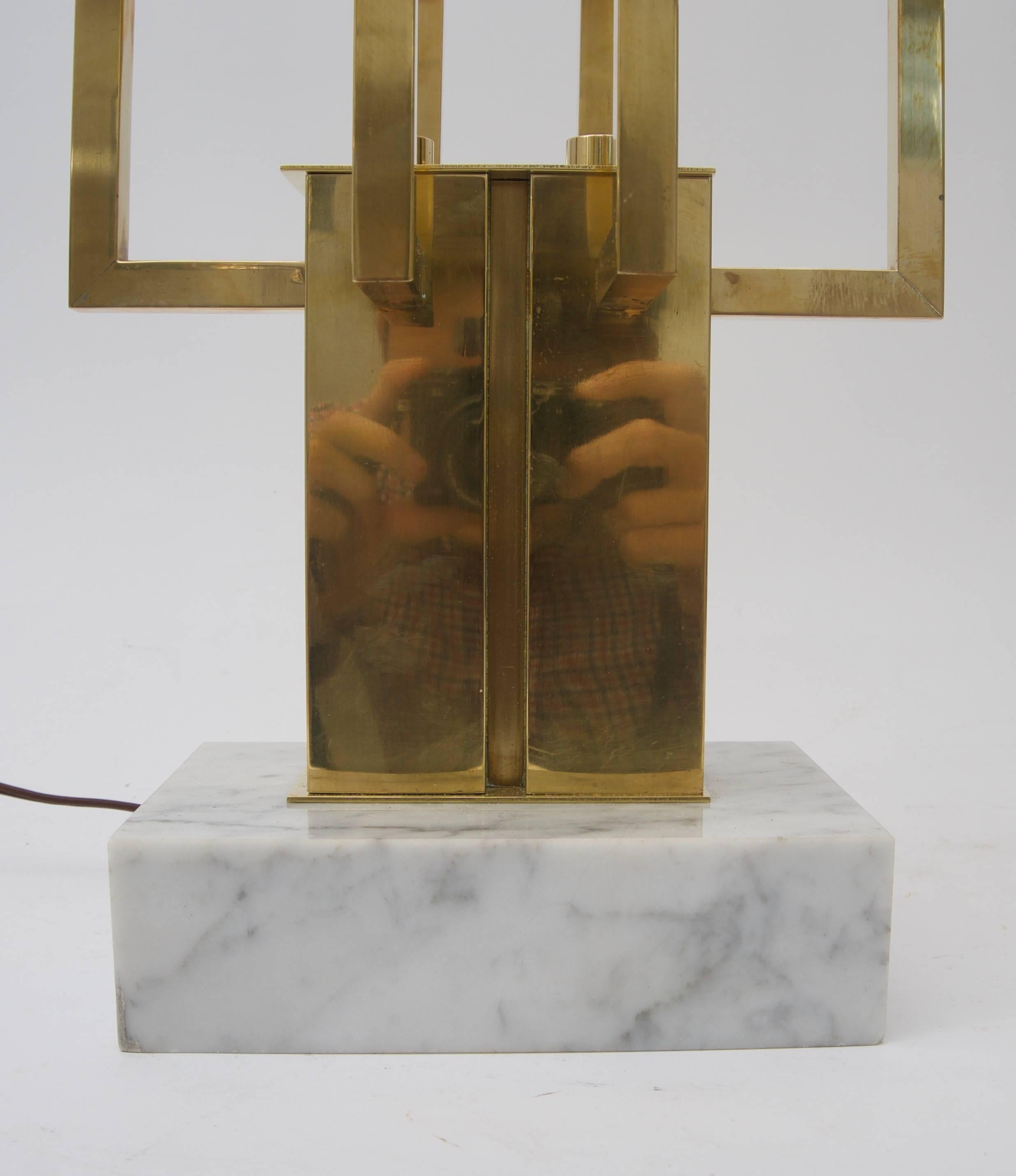 Pair of Large Scale Stiffel Brass and Marble Table Lamps In Good Condition In West Palm Beach, FL