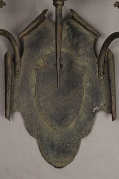 Antique Pair of Large Scale  Tudor Spanish Revival Regal 3 Light 1920s Sconces