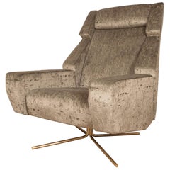 Pair of Large Scale Upholstered Swivel Chairs