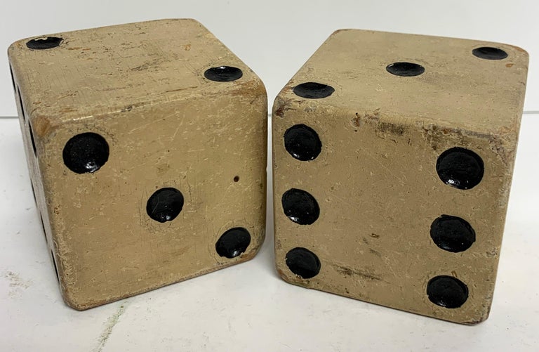 Pair of Large Scale Vintage Wooden Casino Dice For Sale at 1stDibs