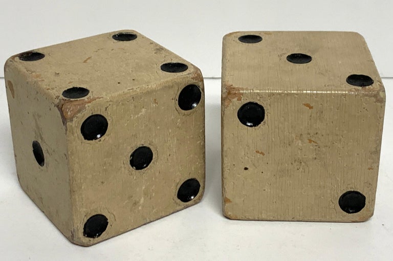 Pair of Large Scale Vintage Wooden Casino Dice For Sale at 1stDibs