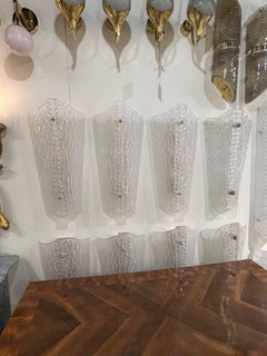 Pair of Large-Scale Wave Murano Glass Sconces