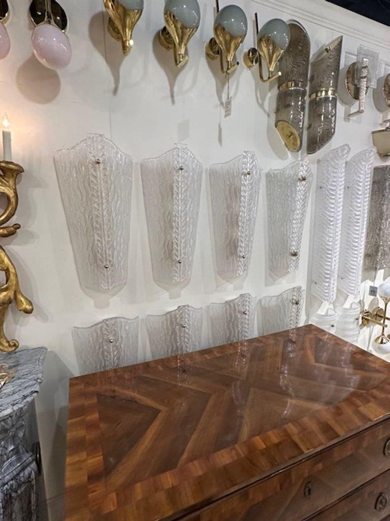 Contemporary Pair of Large-Scale Wave Murano Glass Sconces For Sale