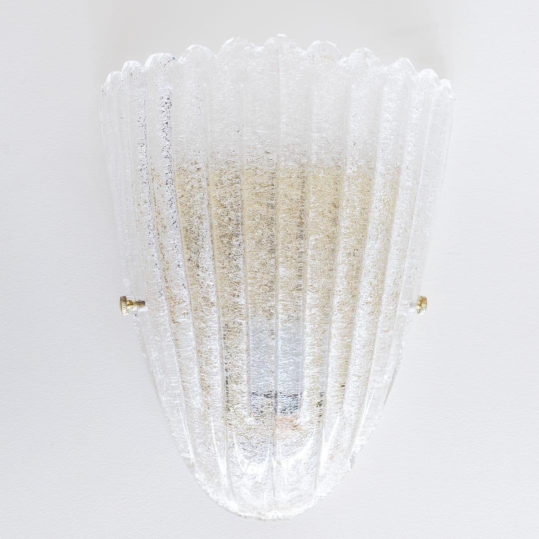 20th Century Pair of Large Scalloped Glass Sconces For Sale