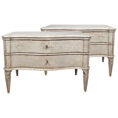 Pair of Large Scandinavian Baroque Painted Chests