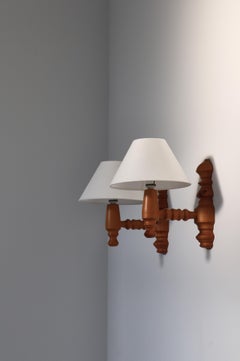 Pair of Large Scandinavian Modern Wall Sconces in Pinewood, Denmark, 1970s