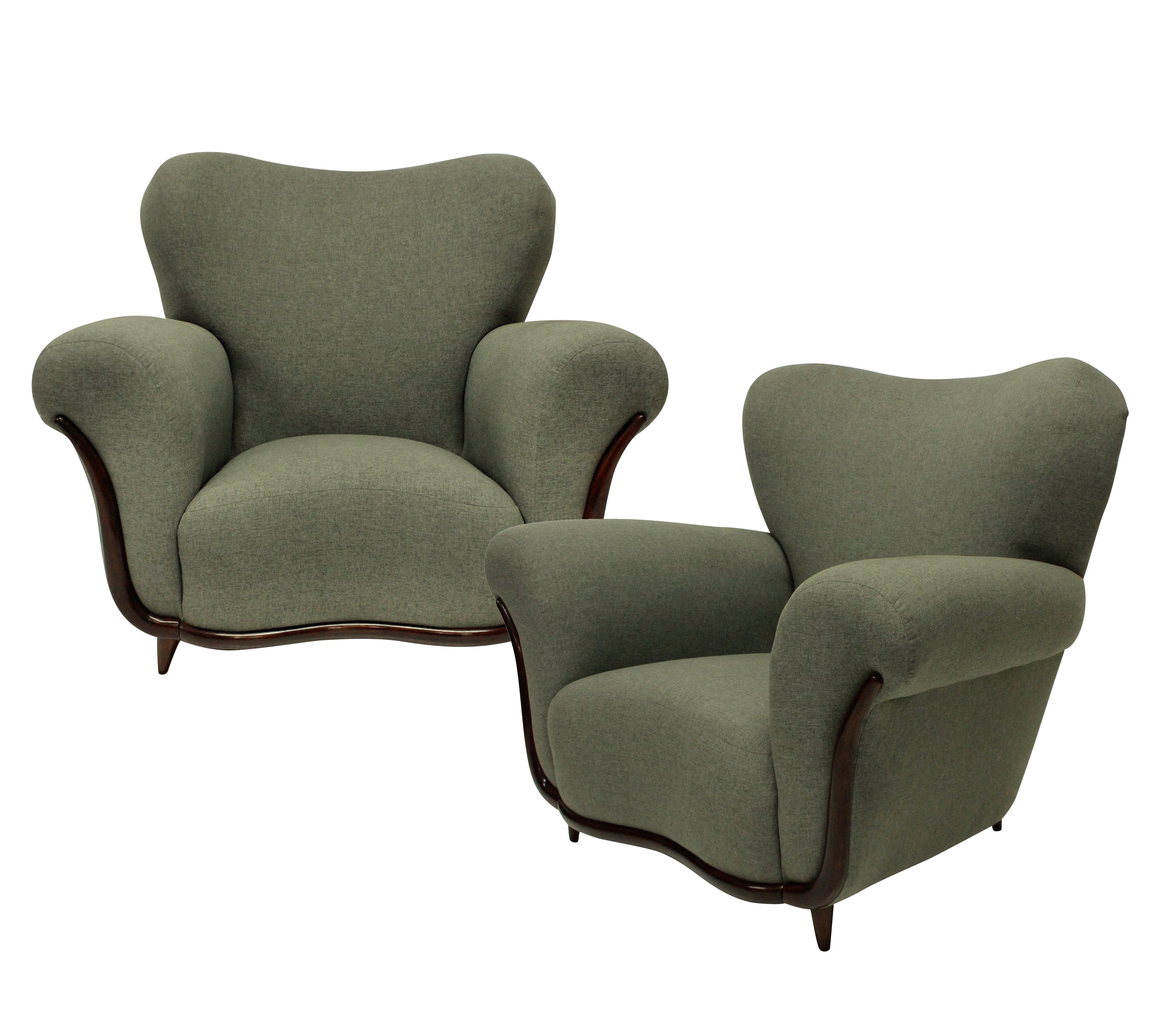 Mid-Century Modern Pair of Large Sculptural Armchairs by Ulrich