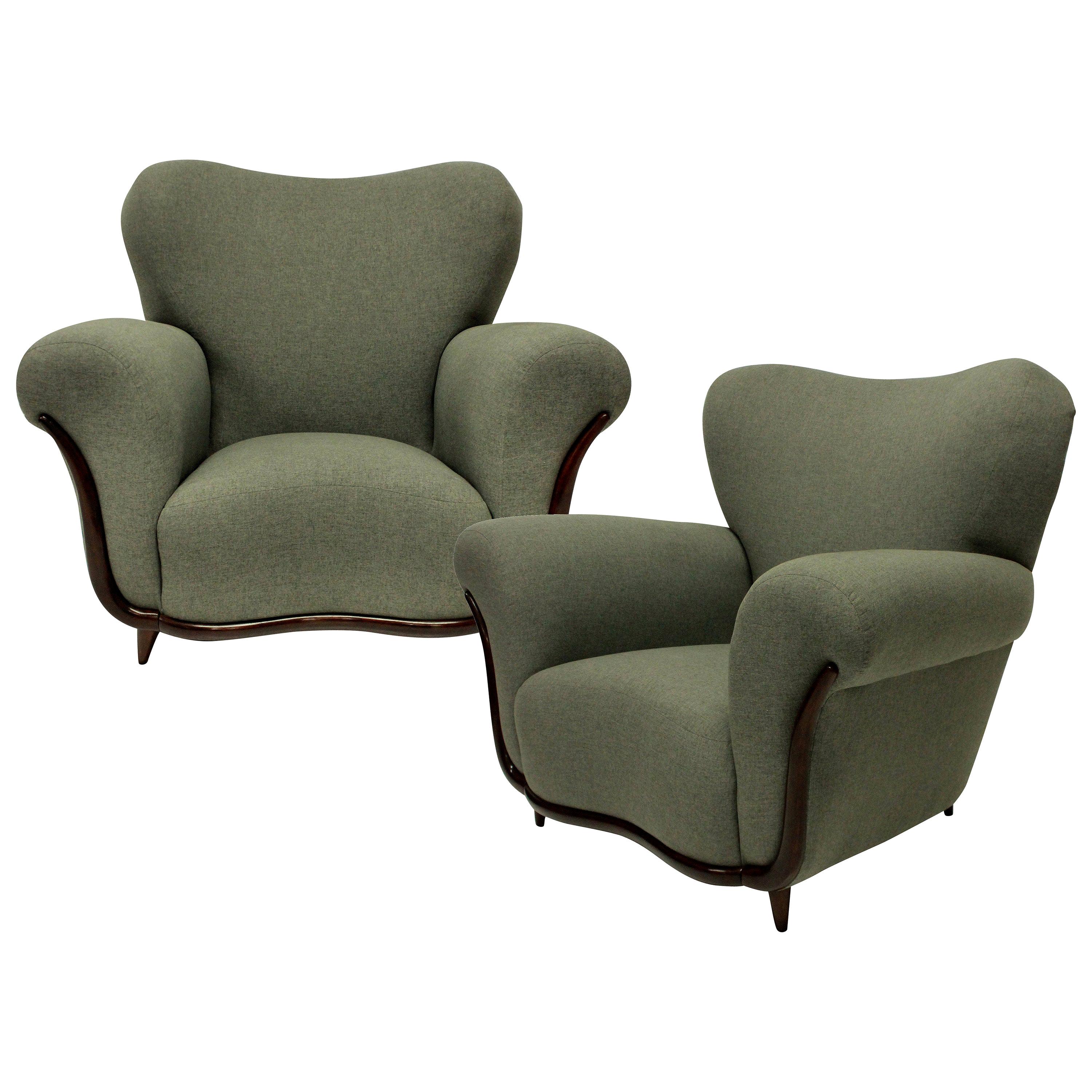 Pair of Large Sculptural Armchairs by Ulrich