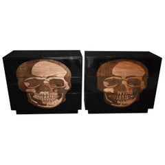 Pair of Large Sculptural "Skull" Design Commodes