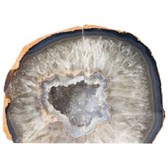 Pair of Large Semi-Precious Gemstone Bookends in Grey with Fine Crystal Centers