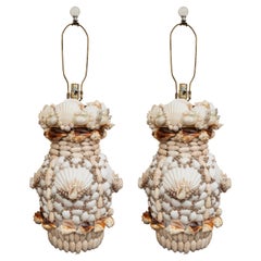 Pair of Large Shell Encrusted Table Lamps