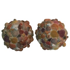 Pair of Large Shell Topiary Balls