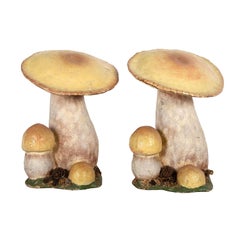 Pair of Large Shop Display Papier Mache Mushrooms