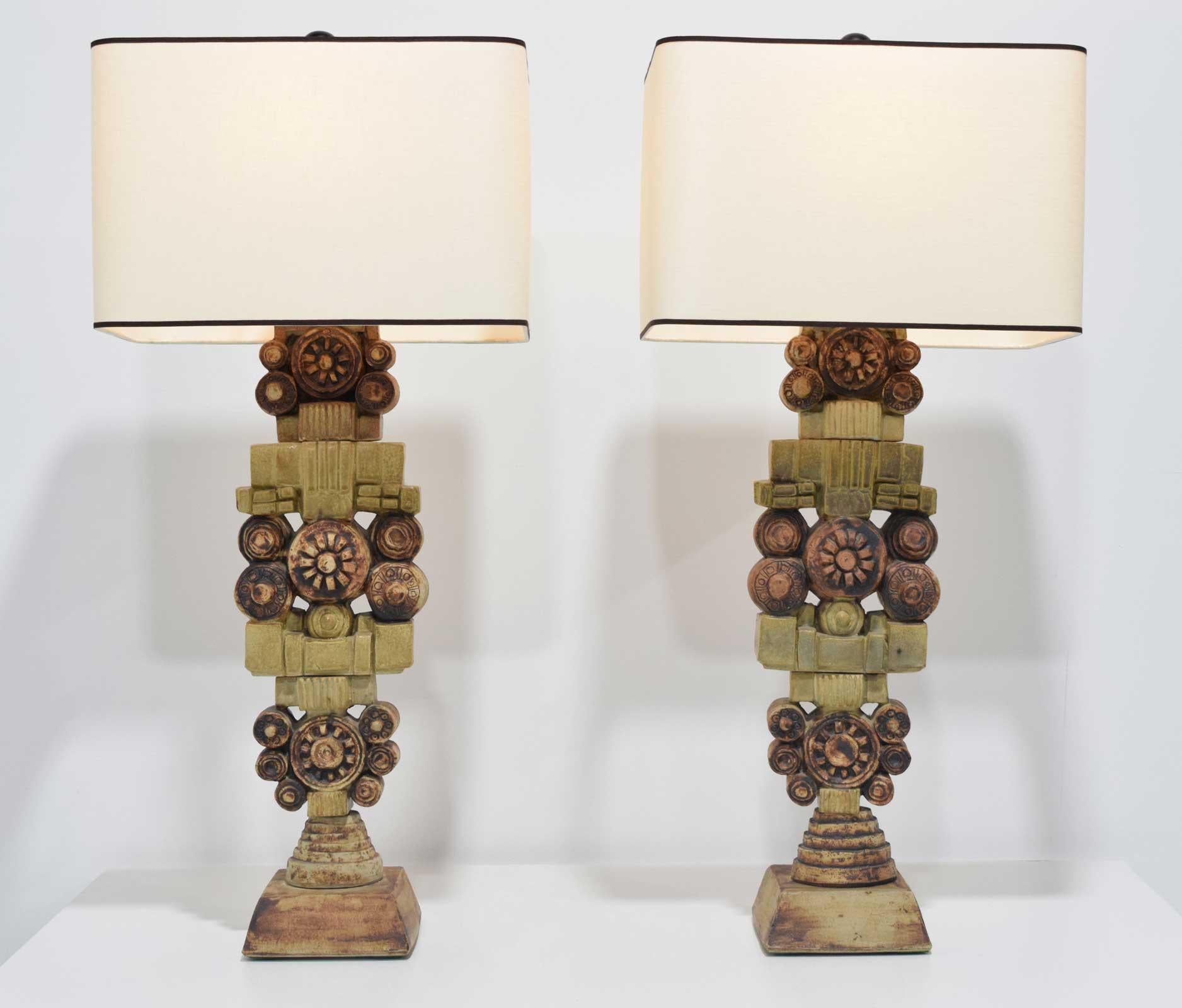Pair of Large Signed Bernard Rooke Table Lamps, England, 1970s 2