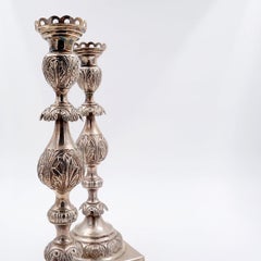 Pair of large silver candlesticks - 19th