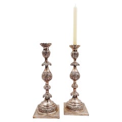 Coppia di grandi candelabri in argento - 19° secolo
