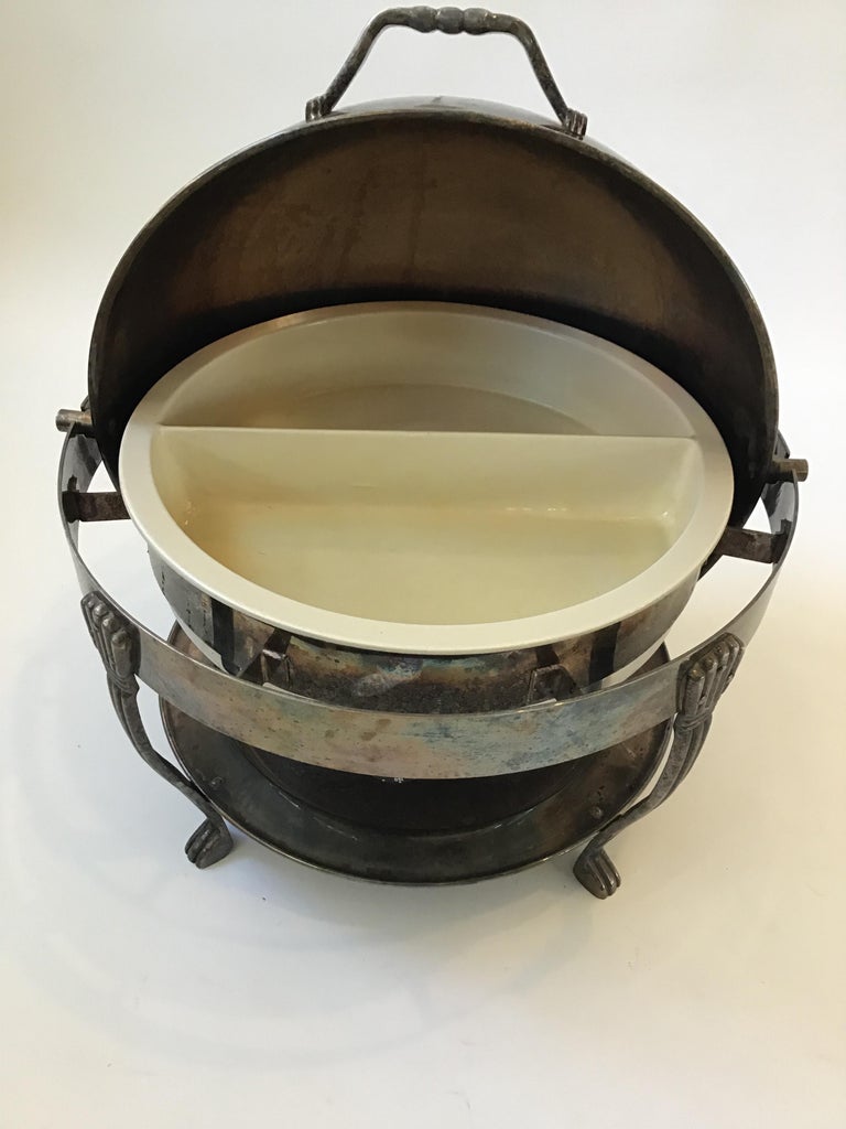 Pair of Large Silver Plate Chafing Dishes For Sale at 1stDibs