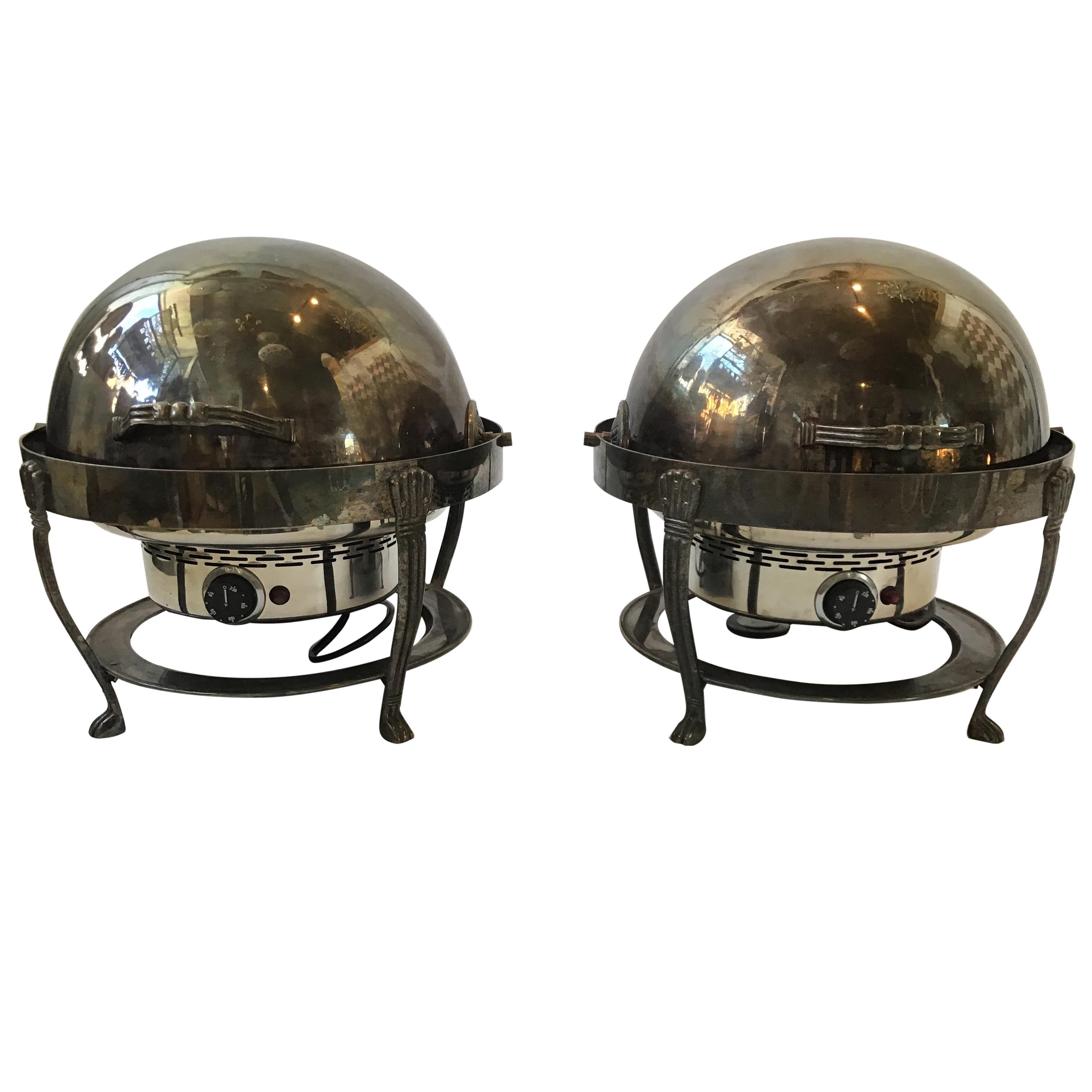 Pair of Large Silver Plate Chafing Dishes