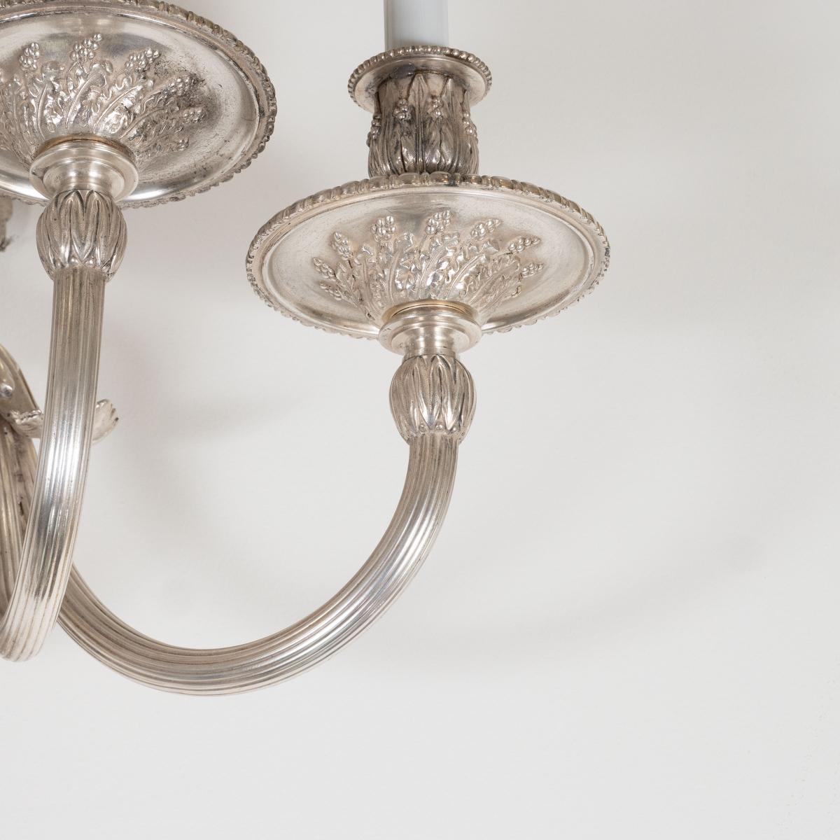 Pair of Large Silvered Bronze Candelabra Style Sconces For Sale 3