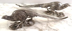 Pair of Large Silverplated Bronze Pheasant Table Ornament/ Sculptures
