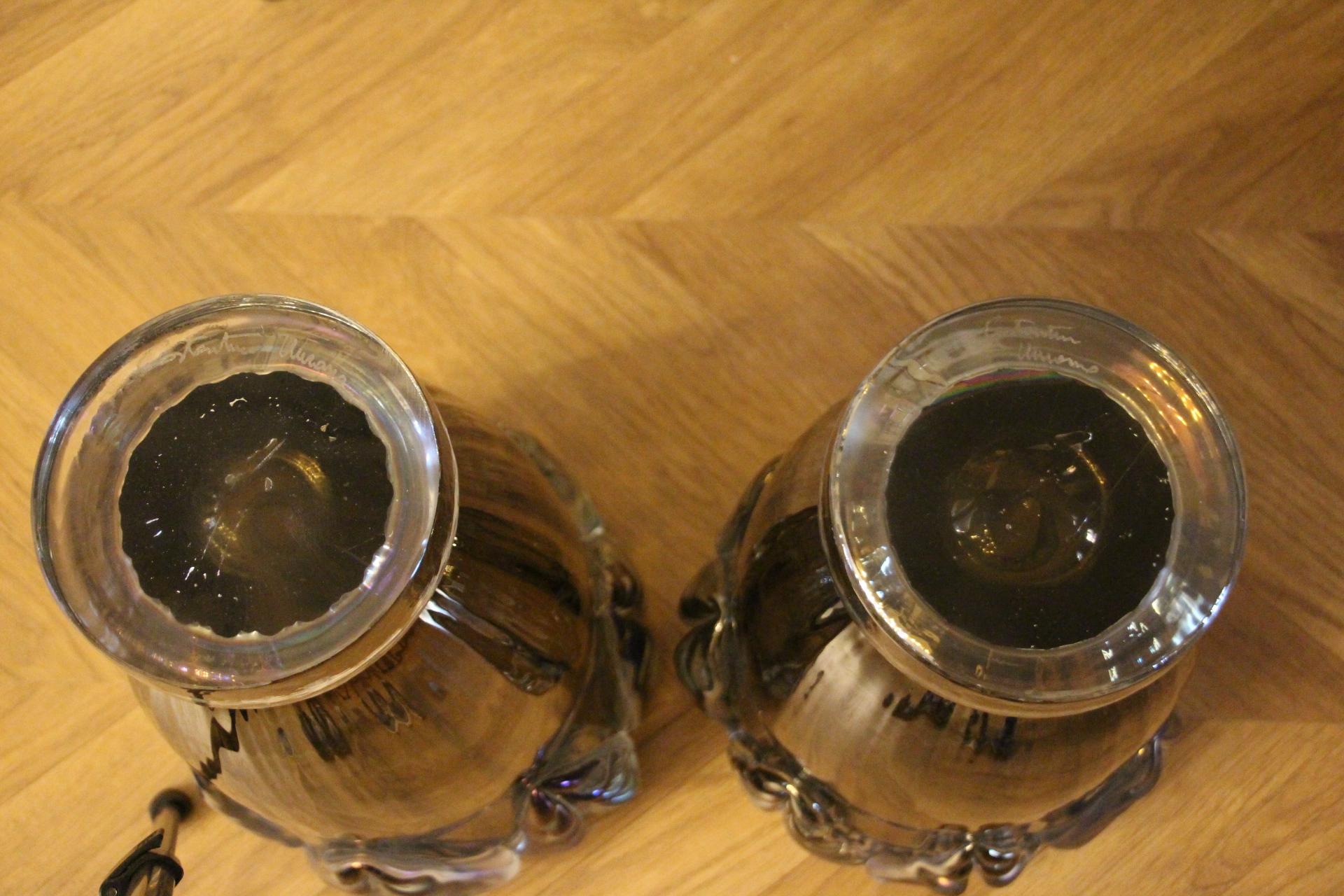 Paar große rauchfarbene und schillernde Murano-Glasvasen von Costantini (Muranoglas) im Angebot