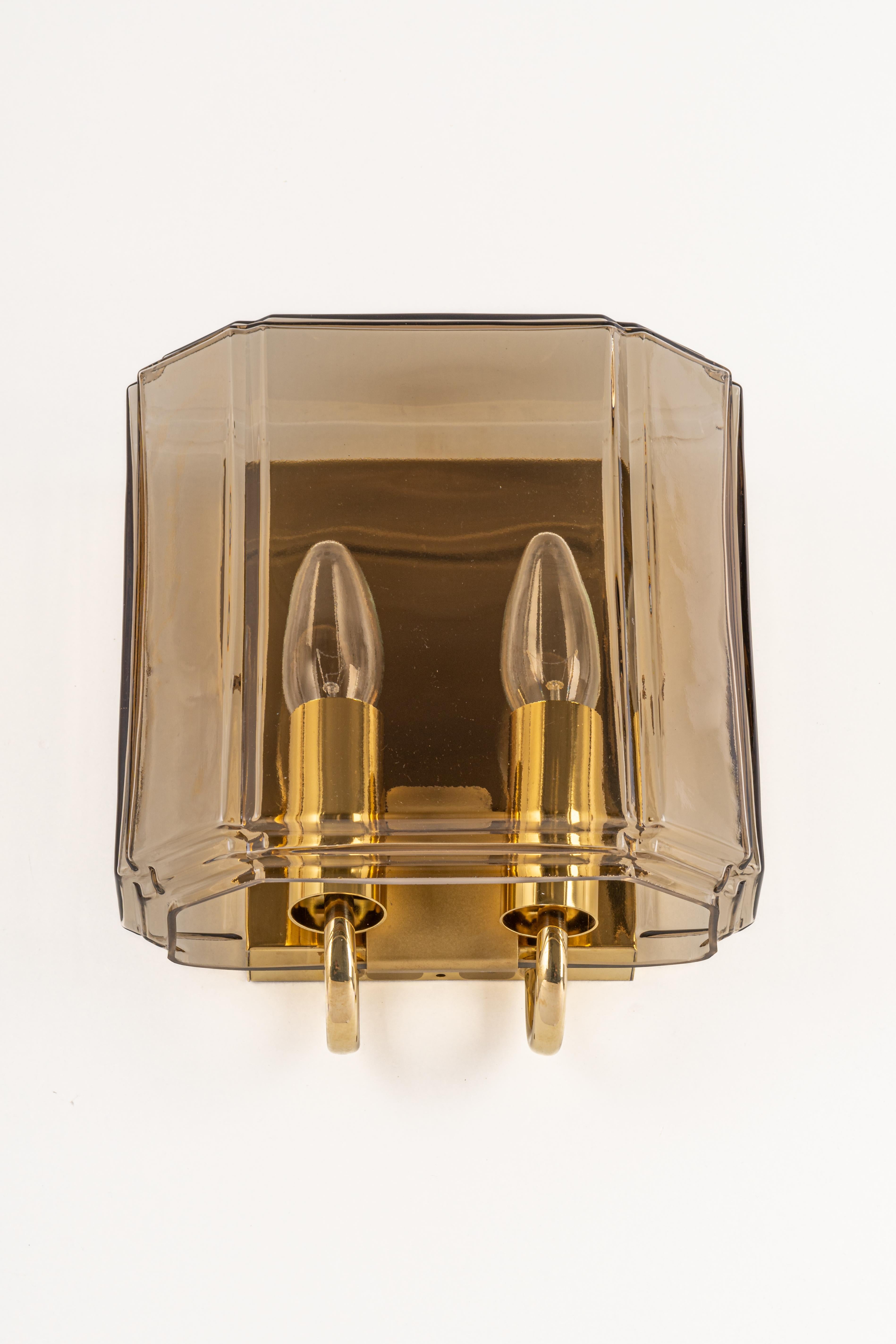 Mid-Century Modern Pair of Large smoked Glass Sconce by Limburg, Germany For Sale