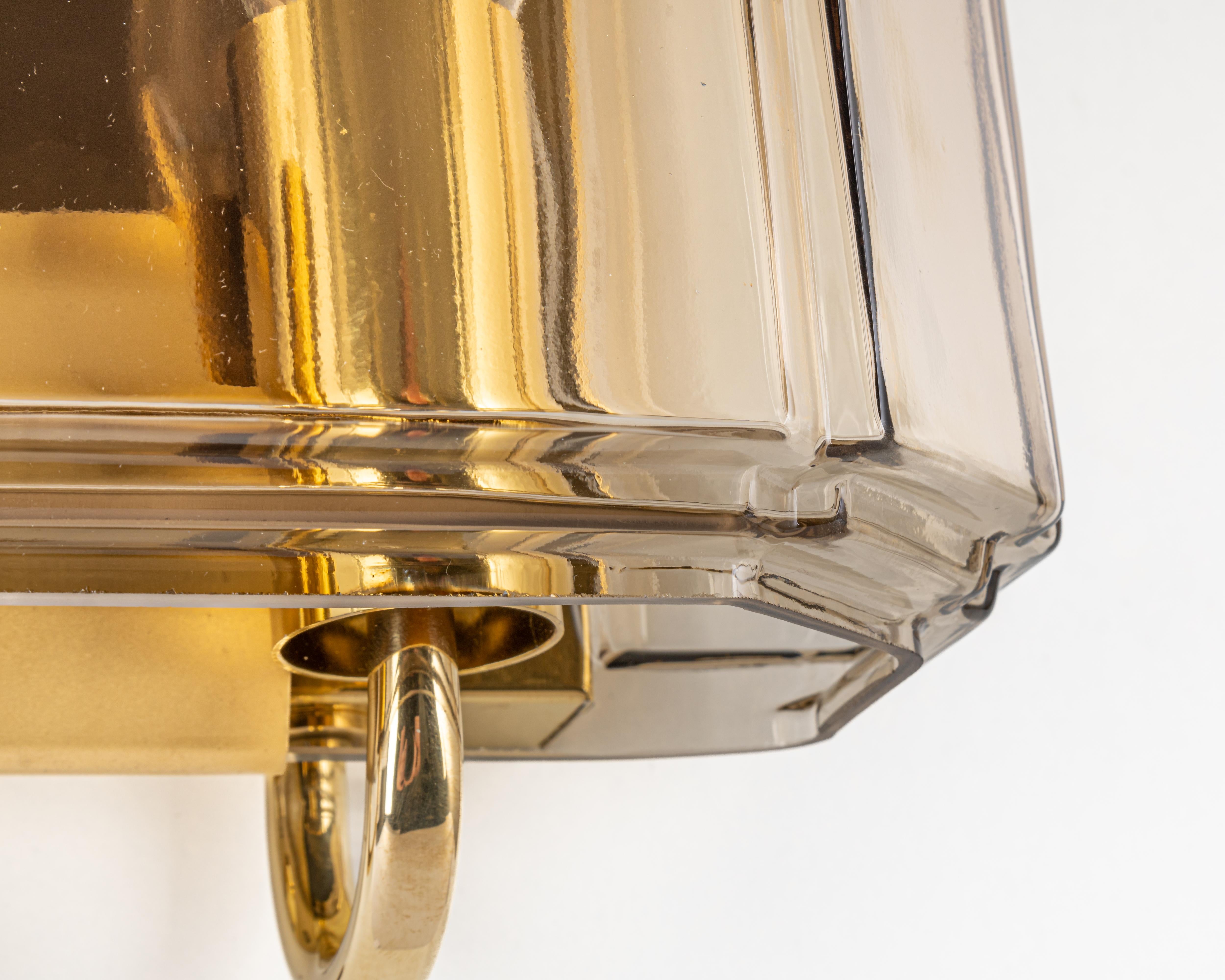 Mid-20th Century Pair of Large smoked Glass Sconce by Limburg, Germany For Sale
