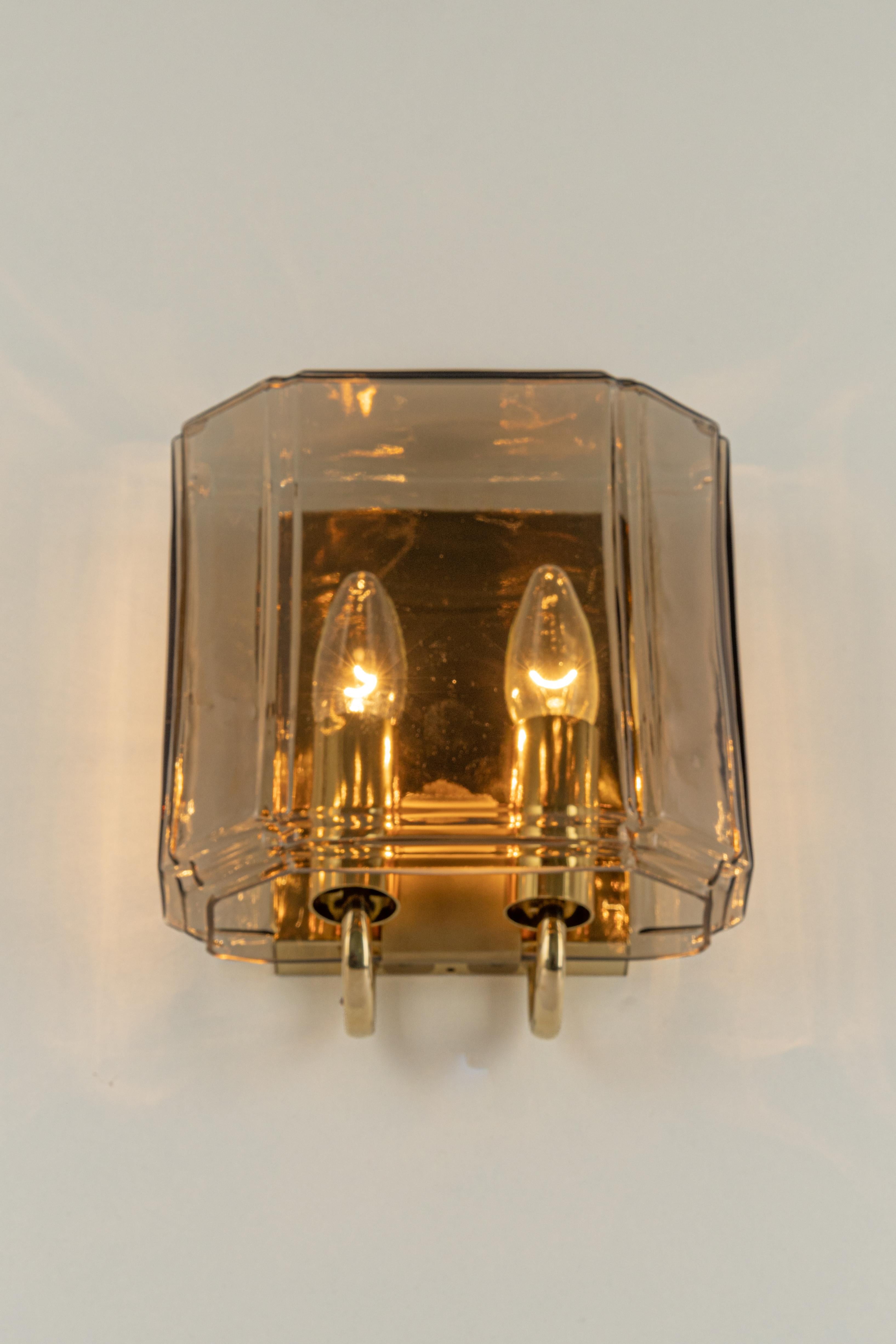Pair of Large smoked Glass Sconce by Limburg, Germany For Sale 1