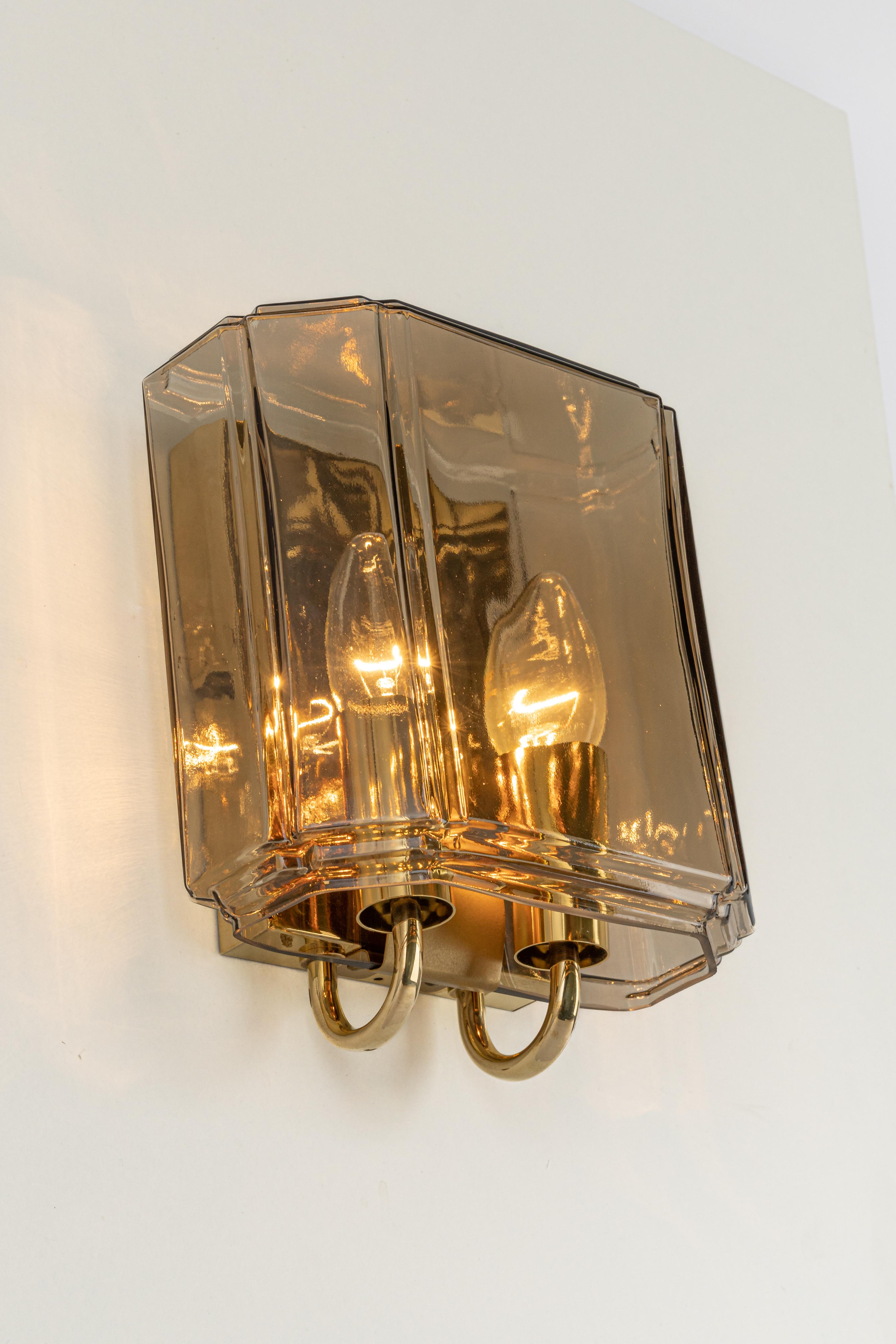 Pair of Large smoked Glass Sconce by Limburg, Germany For Sale 2