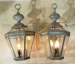 Pareja de latón macizo grande  Farol de pared arquitectónico