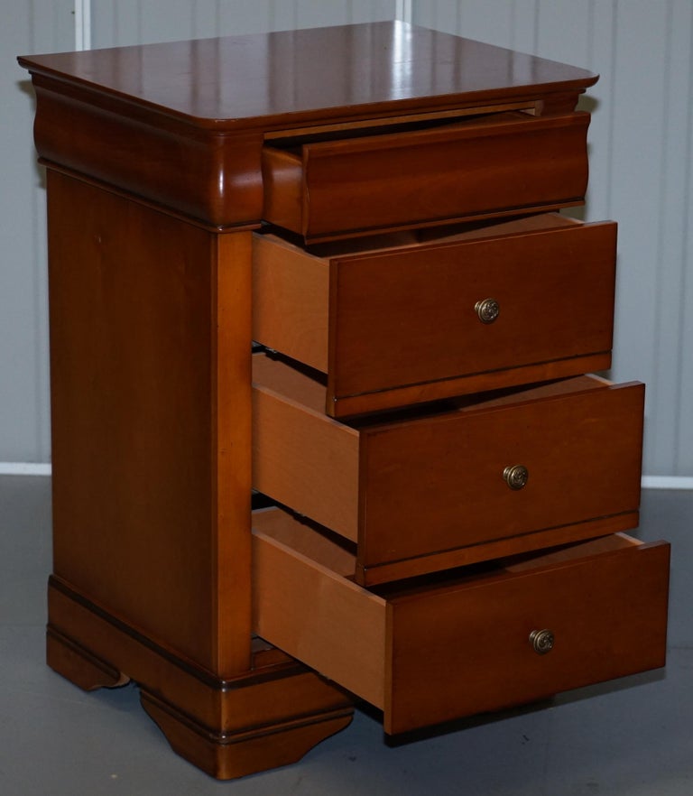 Pair of Large Solid Cherry Wood Bedside Table Chest of Drawers Part of
