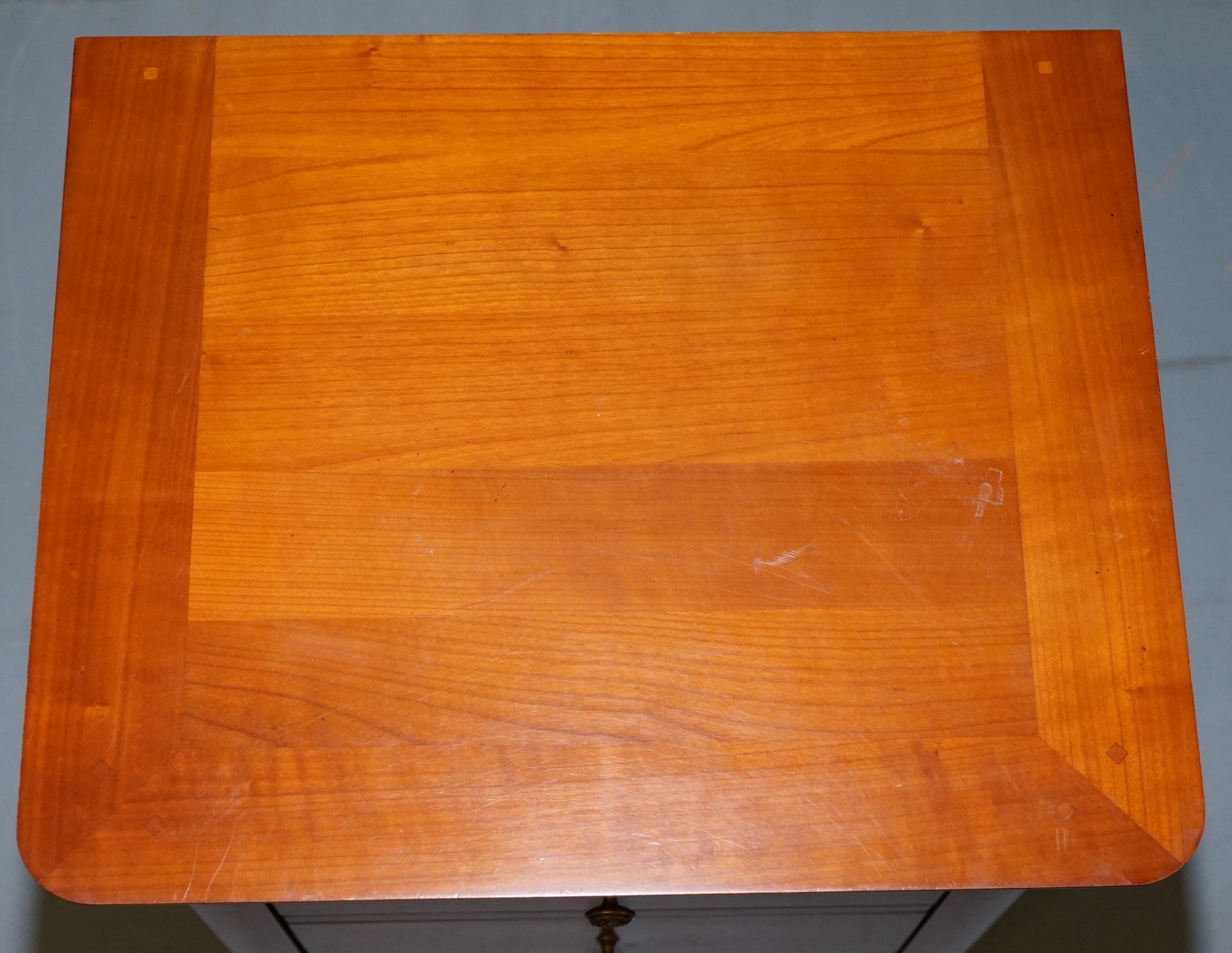 Pair of Large Solid Cherry Wood Bedside Table Chest of Drawers Part of