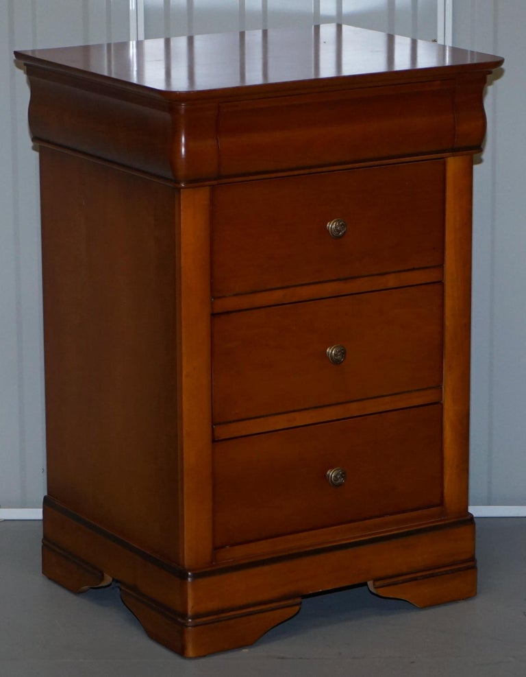 Pair of Large Solid Cherry Wood Bedside Table Chest of Drawers Part of