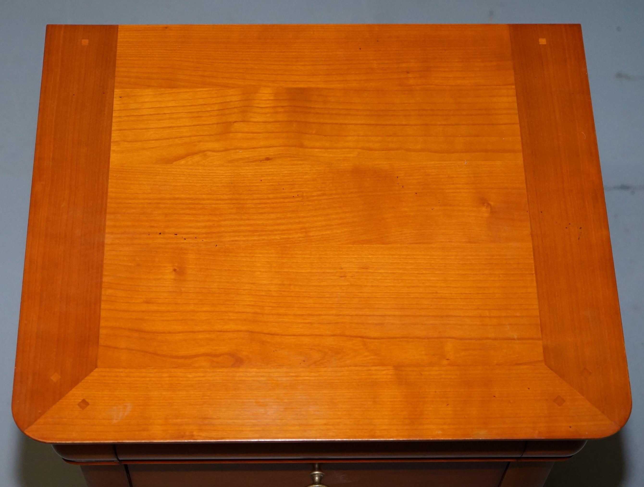 Pair of Large Solid Cherry Wood Bedside Table Chest of Drawers Part of