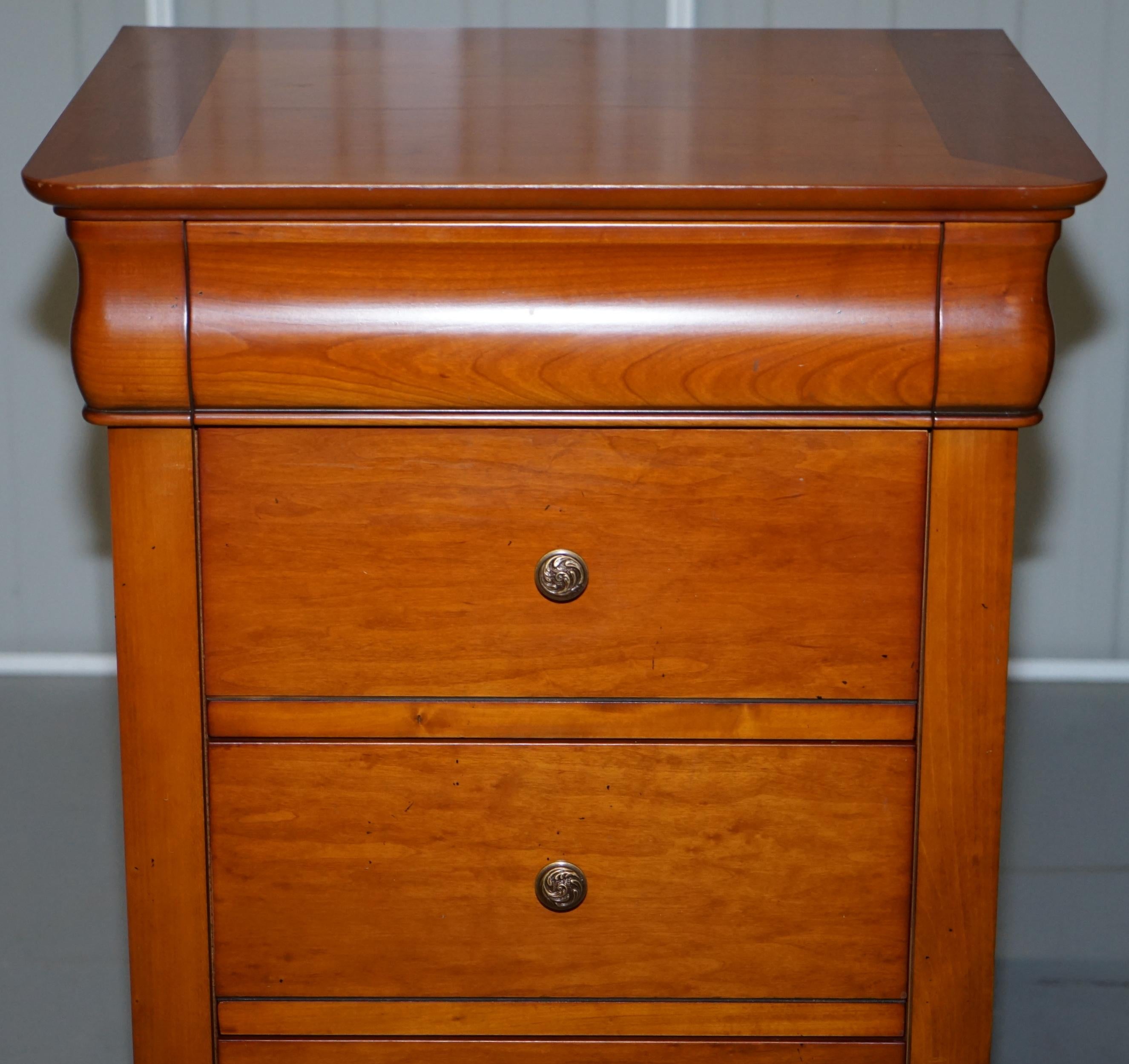 Modern Pair of Large Solid Cherry Wood Bedside Table Chest of Drawers Part of a Suite