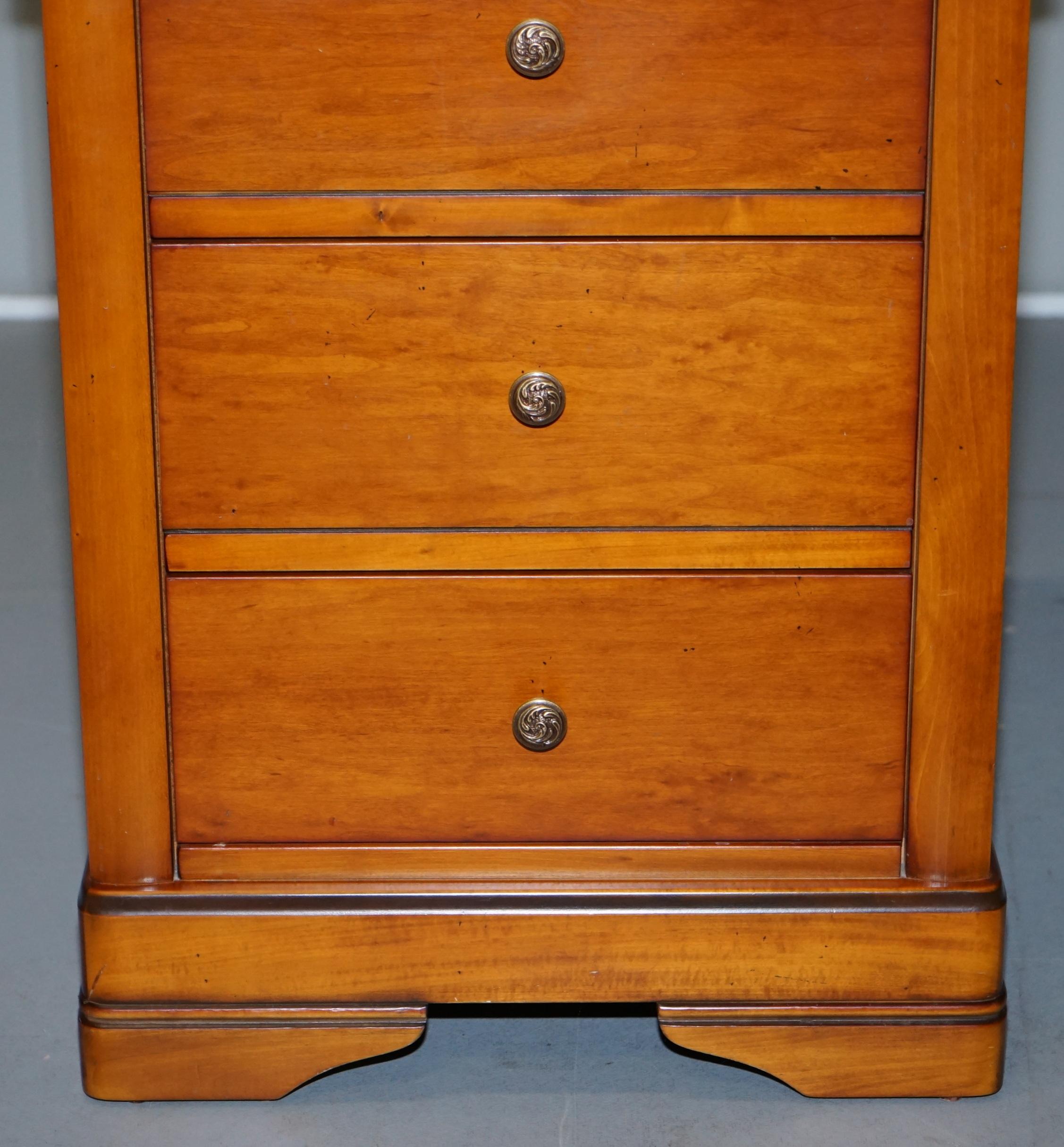 English Pair of Large Solid Cherry Wood Bedside Table Chest of Drawers Part of a Suite