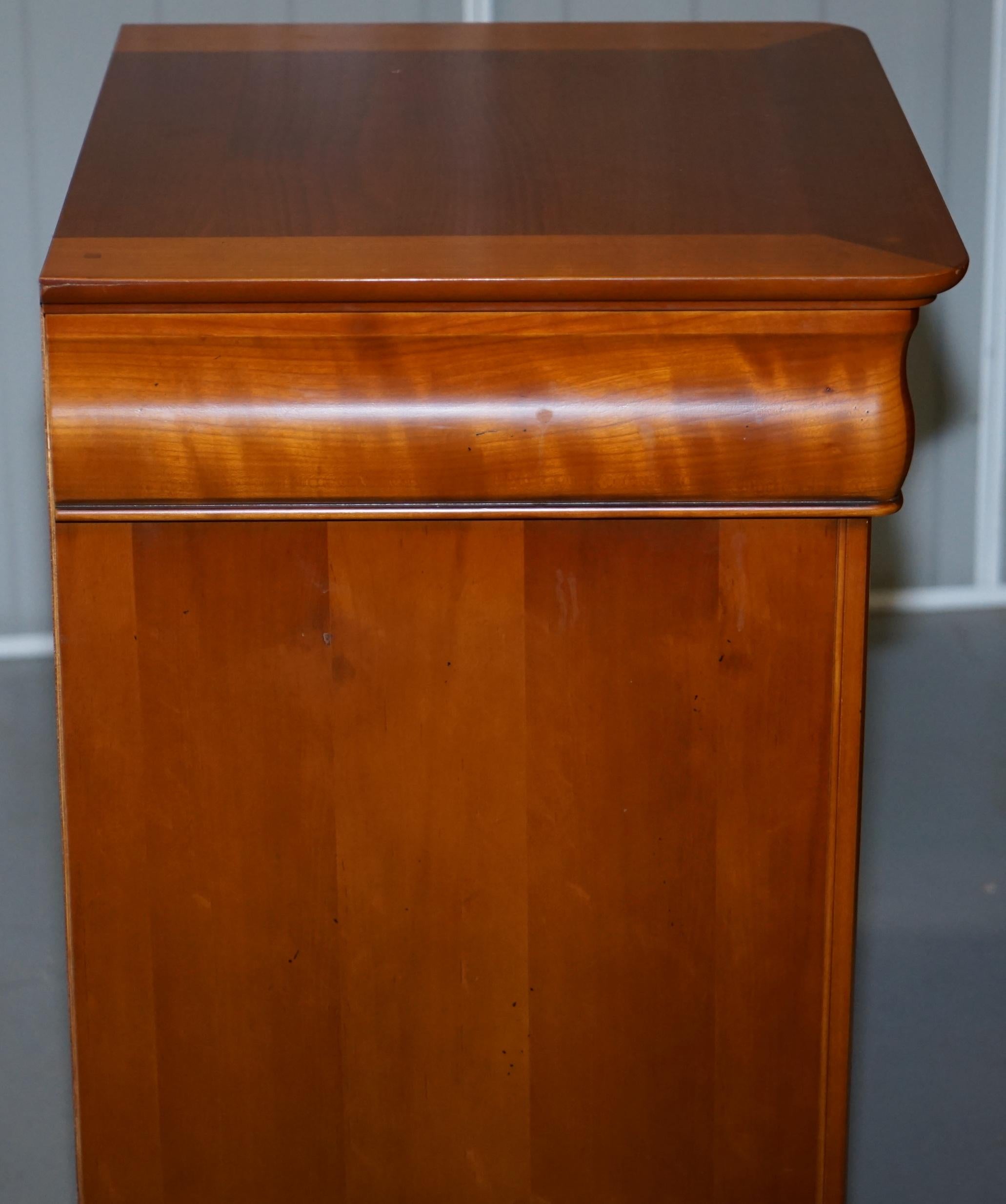 Hand-Crafted Pair of Large Solid Cherry Wood Bedside Table Chest of Drawers Part of a Suite