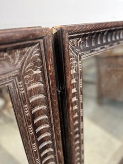 Pair of Large Spanish Baroque Style Carved Wood Mirrors.