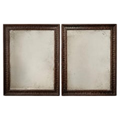 Pair of Large Spanish Baroque Style Carved Wood Mirrors.