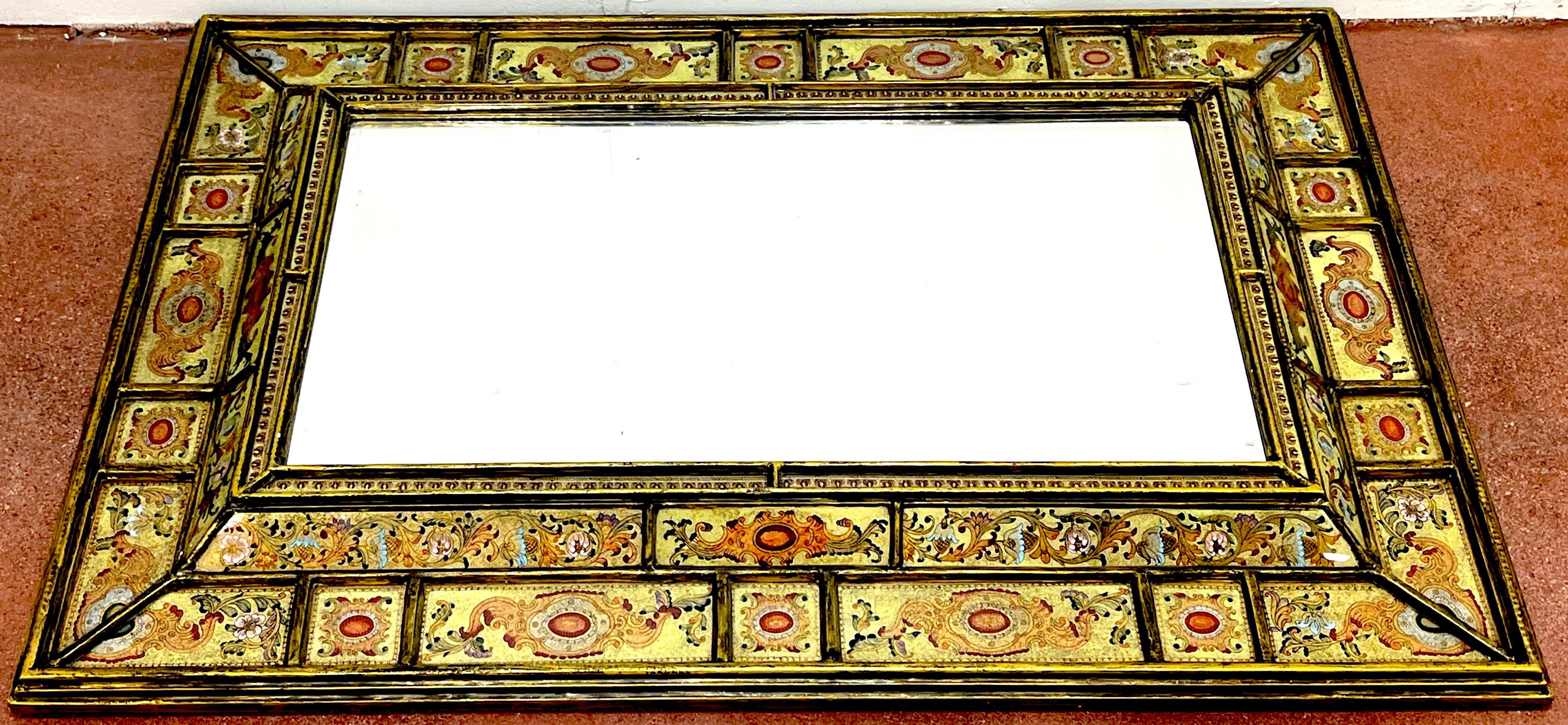 Pair of Large Spanish Colonial Eglomise Giltwood Mirrors  For Sale 10