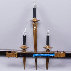 Pair of Large Spanish Gilt Metal Gothic Style Wall Sconces