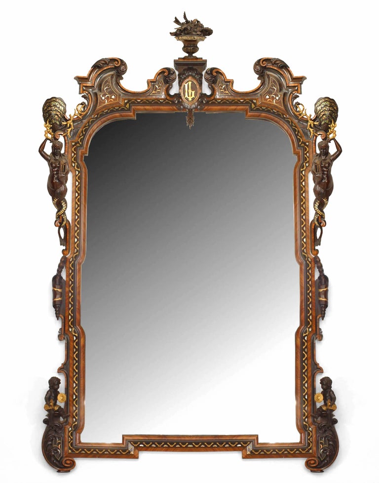 Pair of Large Spectacularly Carved 19th c. Italian Wall Mirrors For