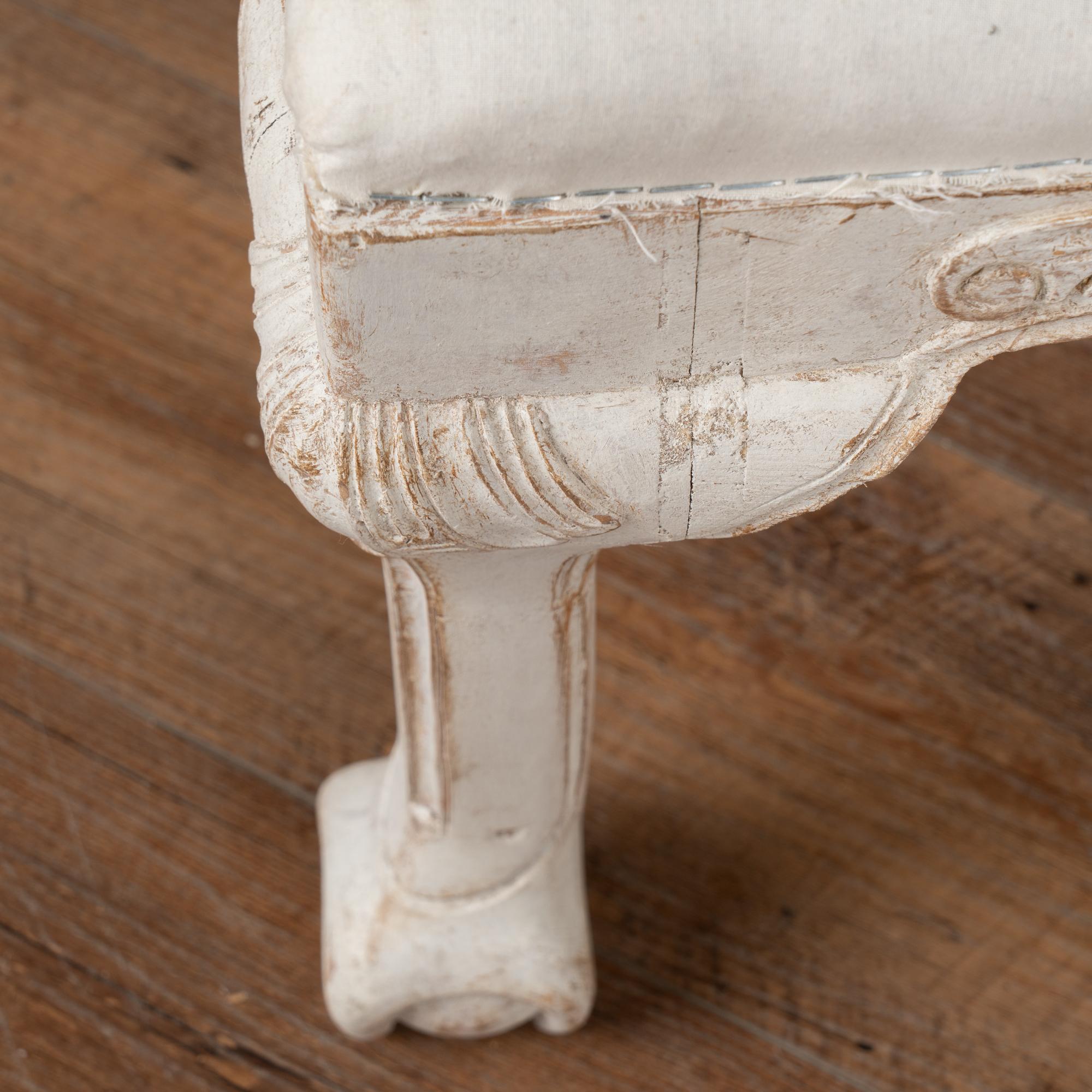 Pair of Large Square Gustavian White Painted Stools, Sweden circa 1900's 5
