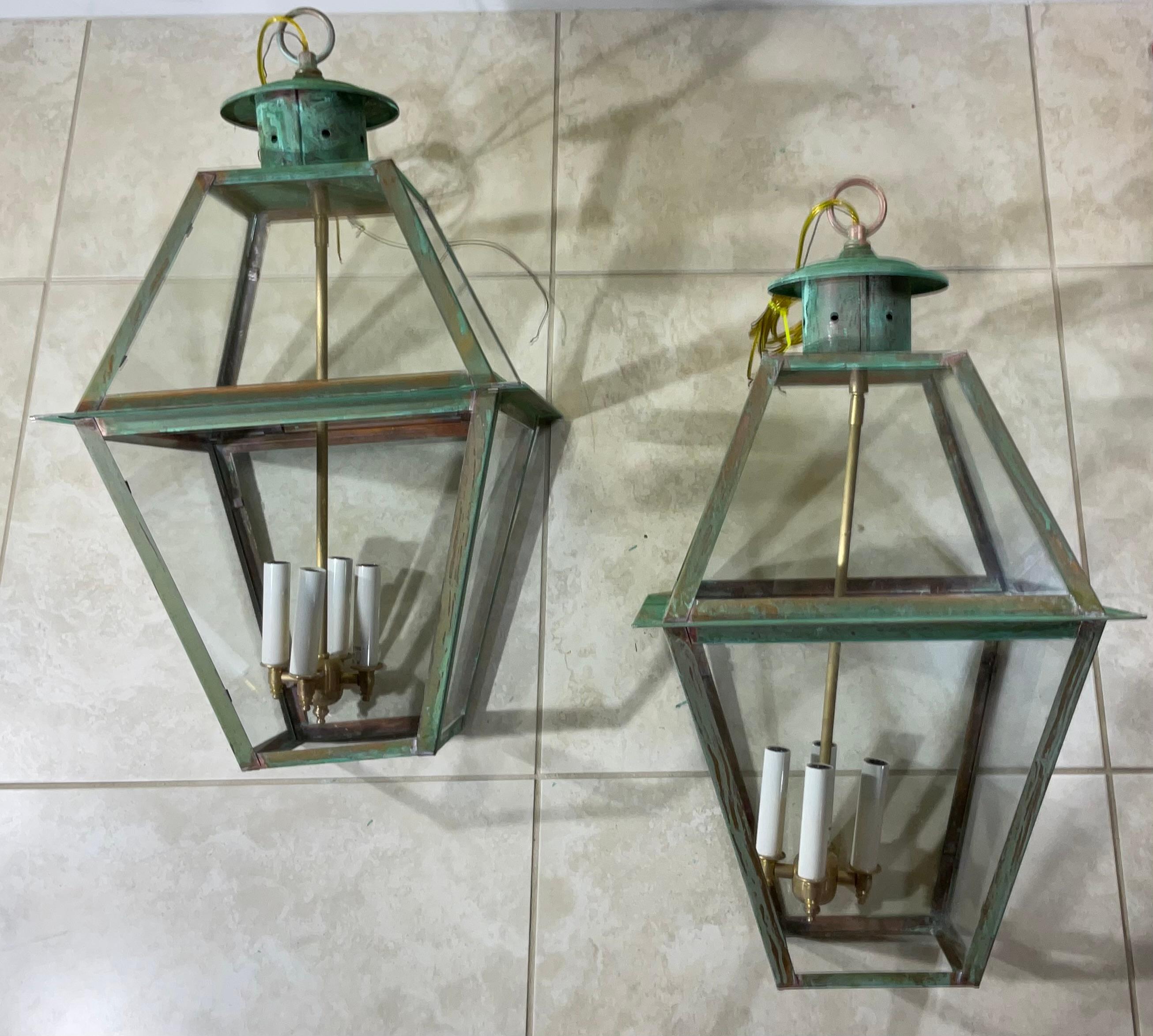 Pair Of Large Square Handcrafted Hanging Lanterns 3