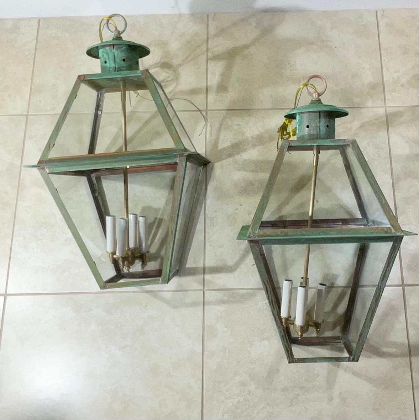 Pair Of Large Square Handcrafted Hanging Lanterns 4