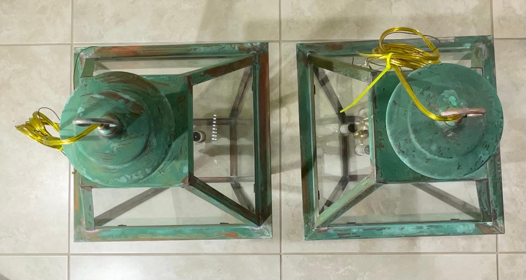 Pair Of Large Square Handcrafted Hanging Lanterns 5